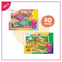 Puzzle Set 5- 80 Parça Olimpiyatlar/Hayvanat Bahçesi 